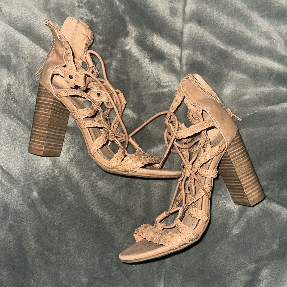 Lace up heeled sandals
